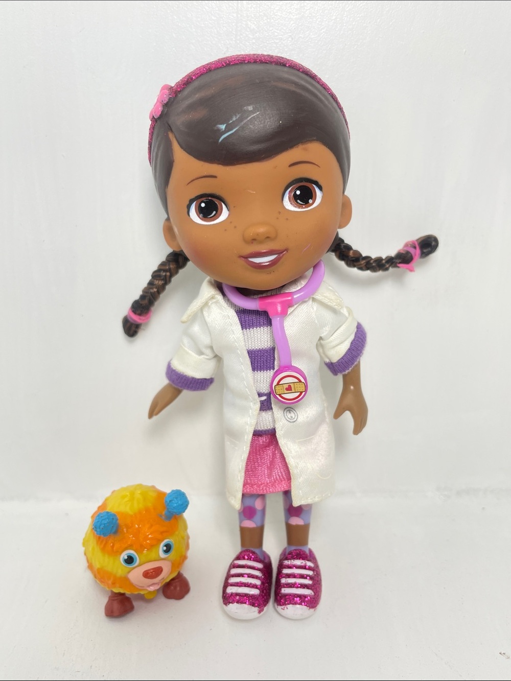 Doc McStuffins Purple-Accented Doll with Pink Stethoscope and Orange Pet